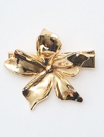 Ganchos de crocodilo em forma de flor dourados