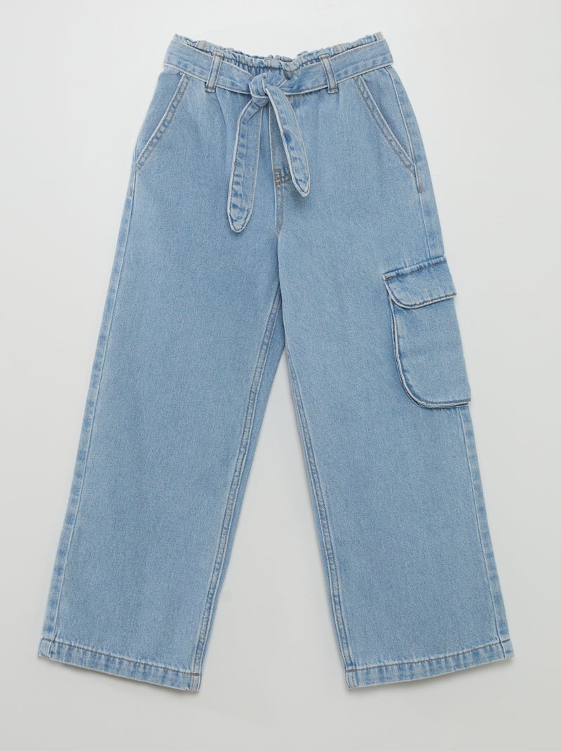 Ganga wide leg com bolsos de aba AZUL - Kiabi