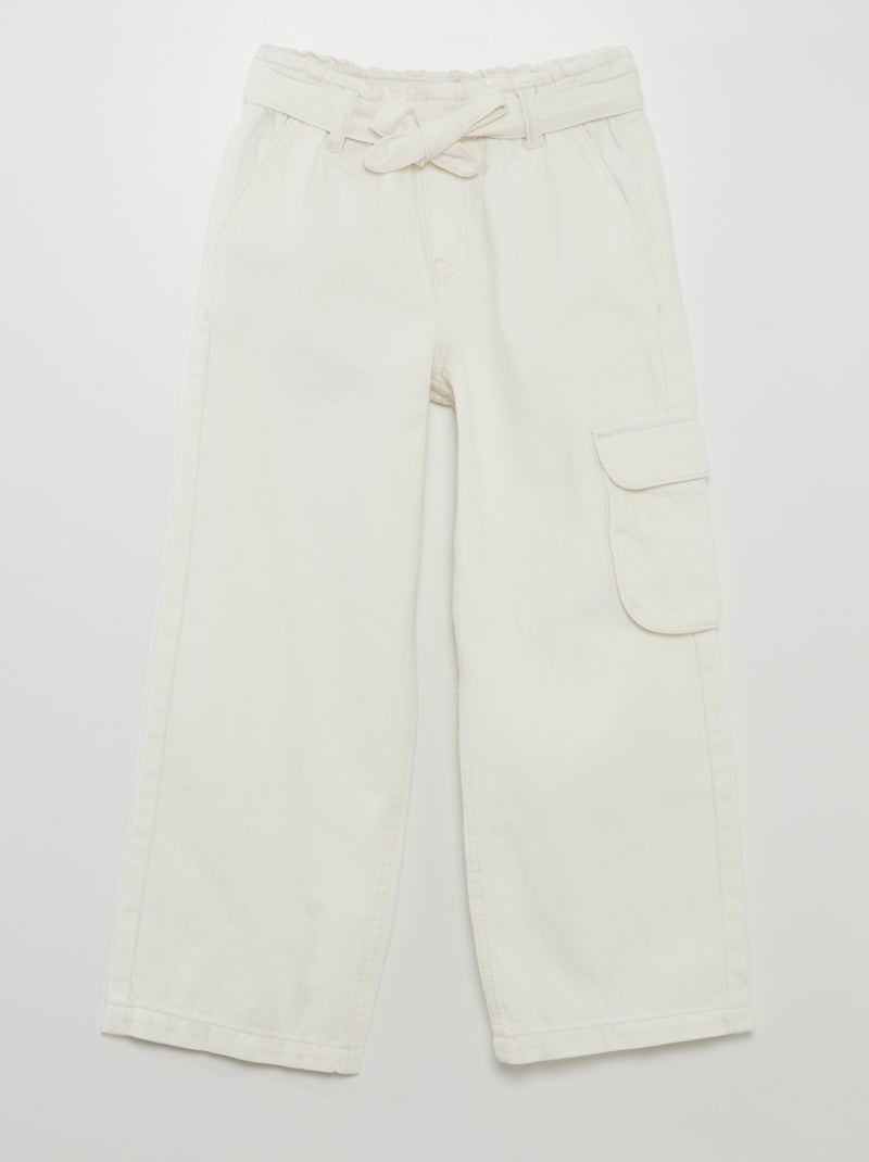 Ganga wide leg com bolsos de aba BRANCO - Kiabi