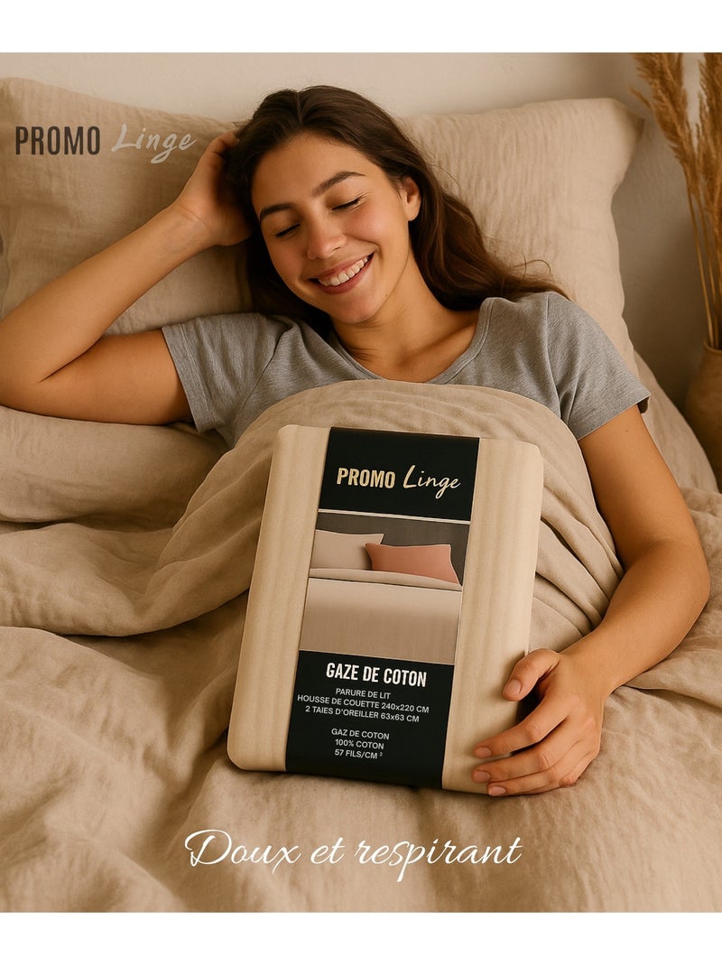 Gaze de algodão alia promo linge Cáqui - Kiabi