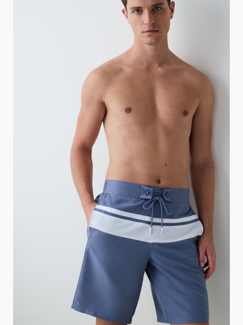 Gentleman calção de banho comprido às riscas penti Azul Branco - Kiabi