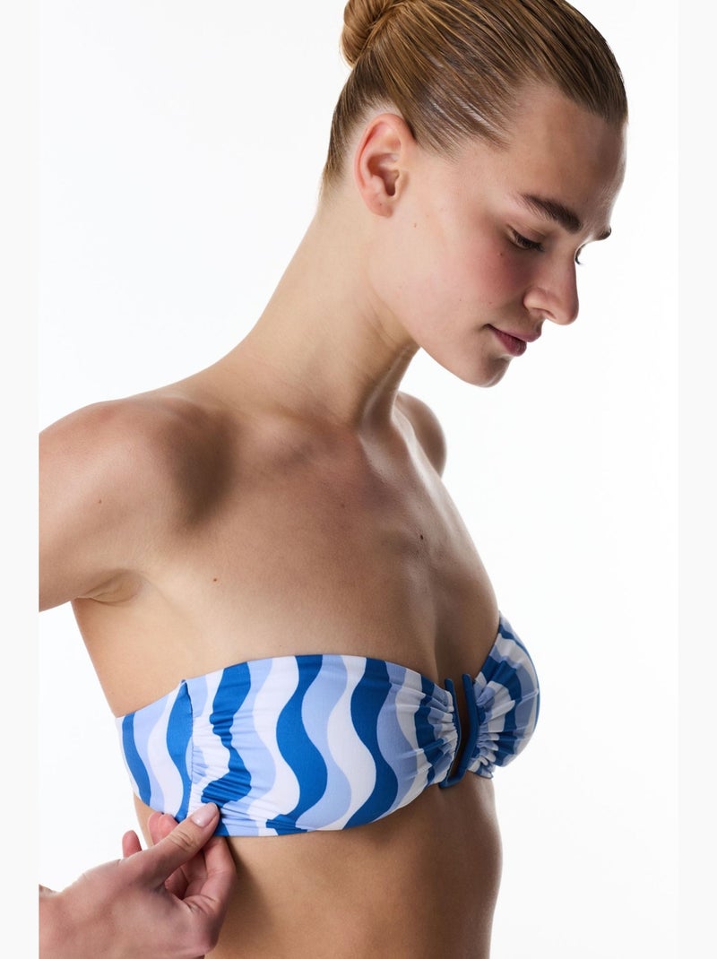 Gloria top de biquíni tomara que caia às riscas penti Branco Azul - Kiabi