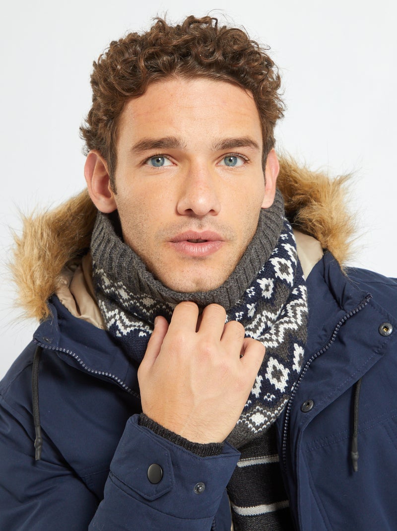 Gola à volta do pescoço em malha jacquard Azul Naval - Kiabi