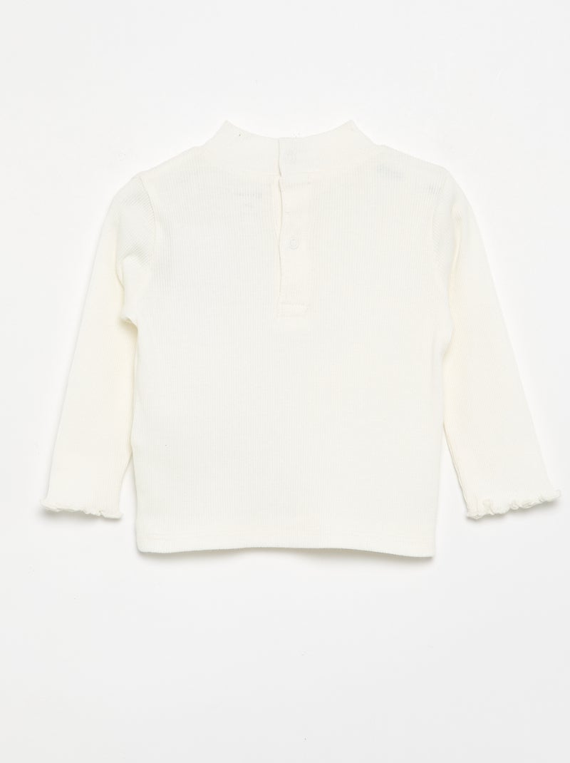 Gola alta de malha canelada Branco - Kiabi