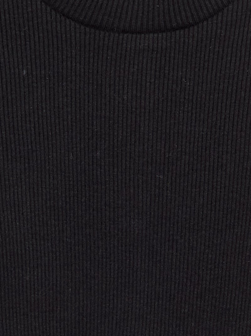 Gola alta de malha canelada Preto - Kiabi