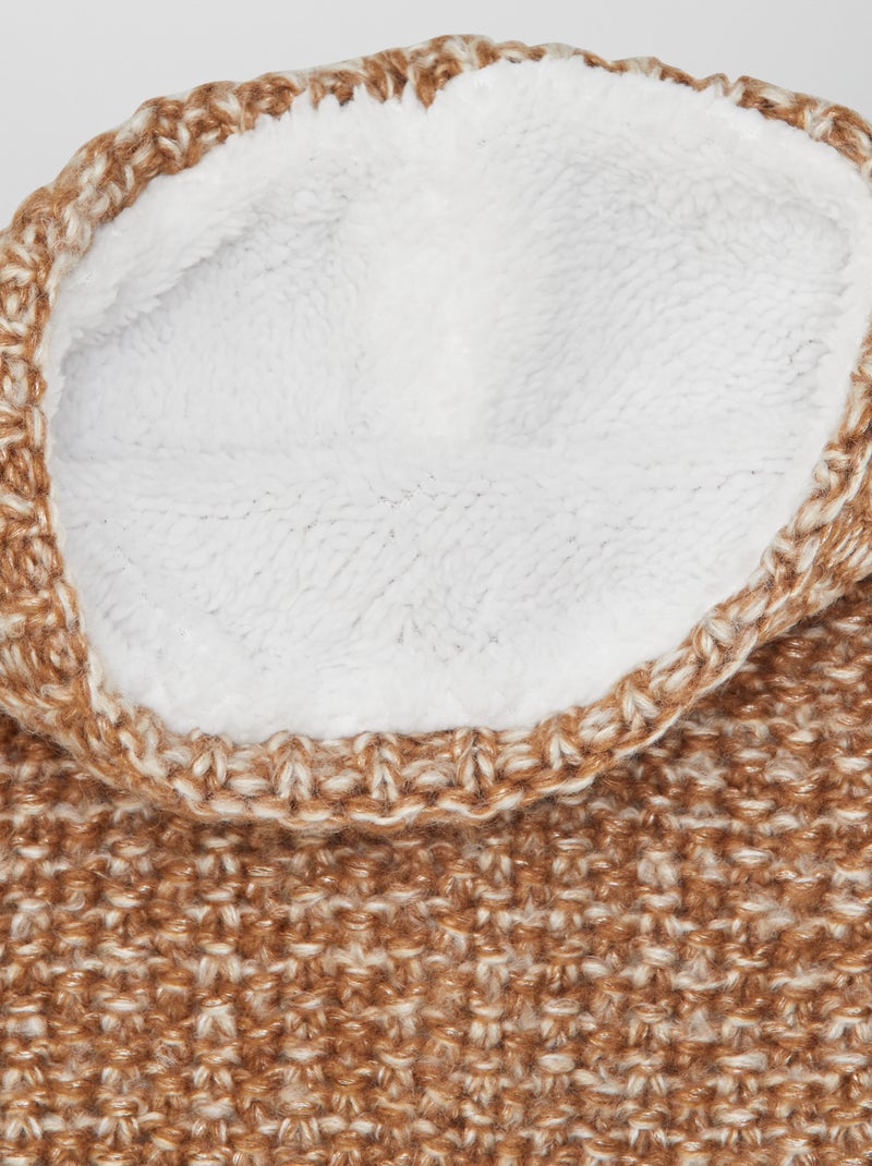 Gola em malha de tricô forrada a polar CASTANHO - Kiabi