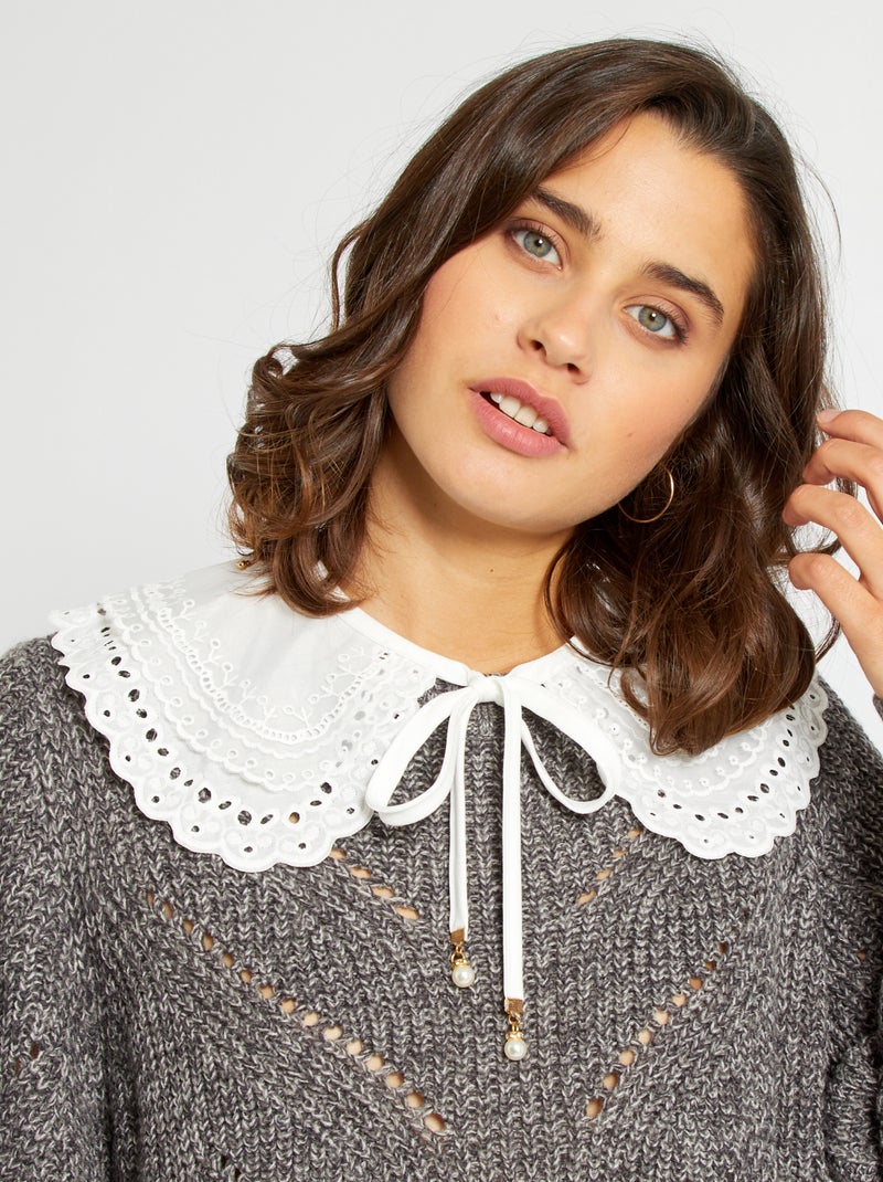 Gola estilo bordado inglês Branco - Kiabi
