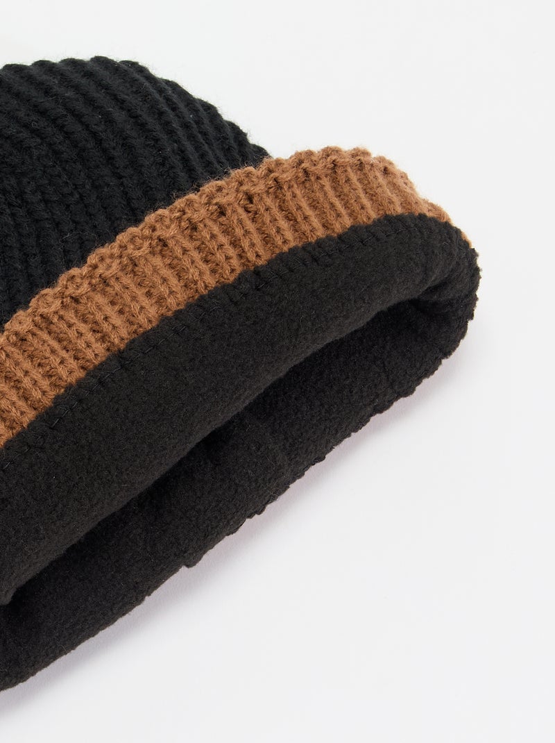 Gorro bicolor com dobra Preto - Kiabi