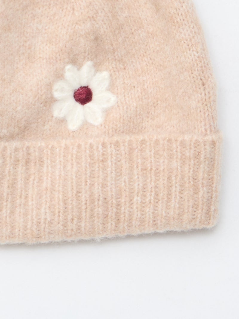 Gorro bordado em algodão Bege - Kiabi