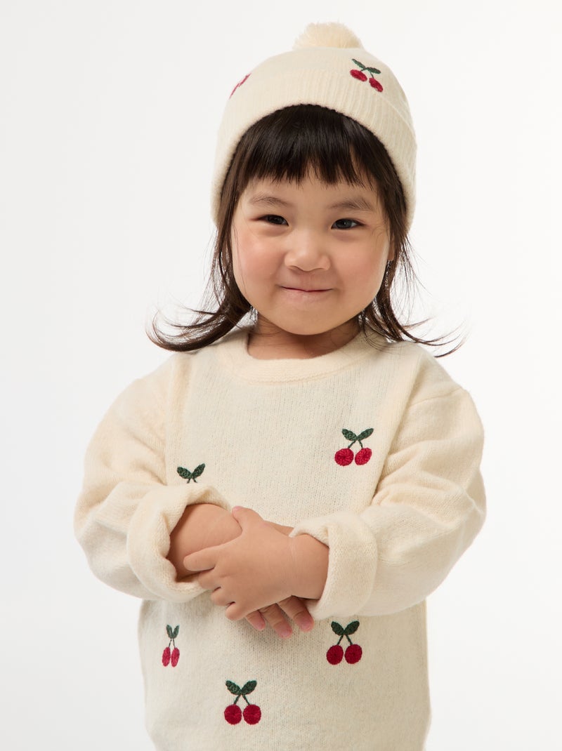 Gorro bordado em algodão Branco - Kiabi