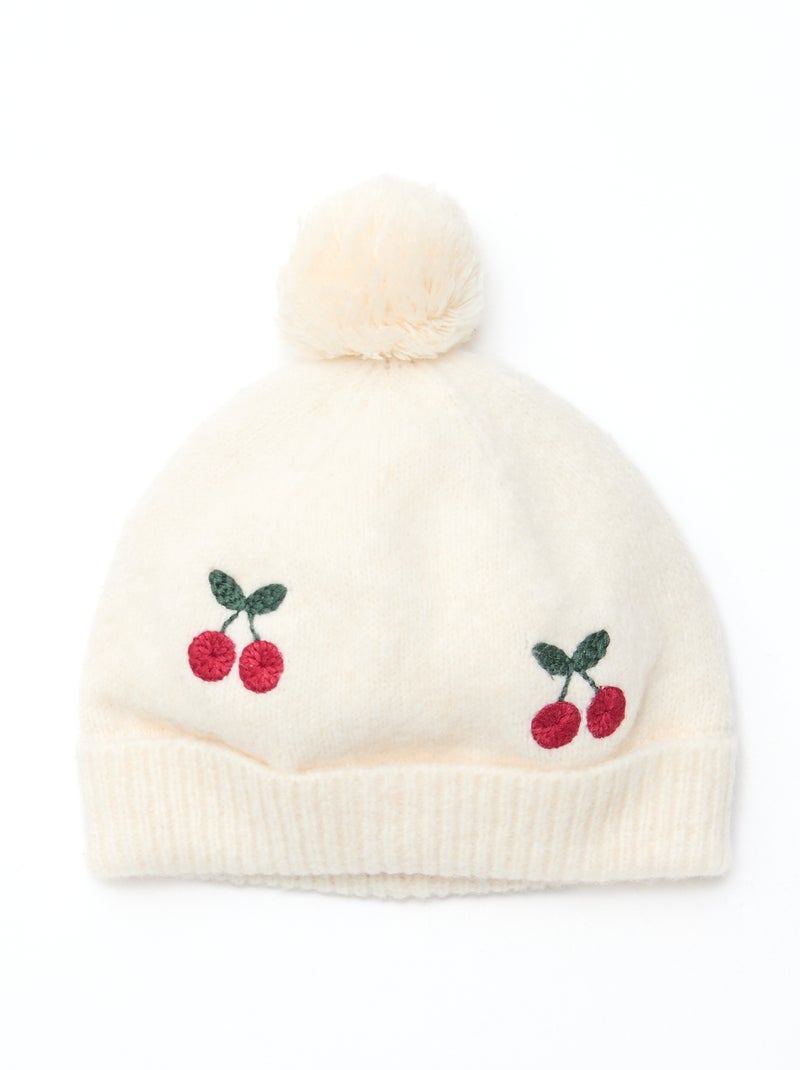 Gorro bordado em algodão Branco - Kiabi