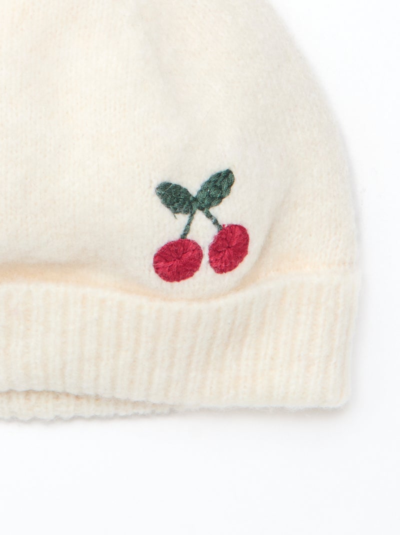 Gorro bordado em algodão Branco - Kiabi