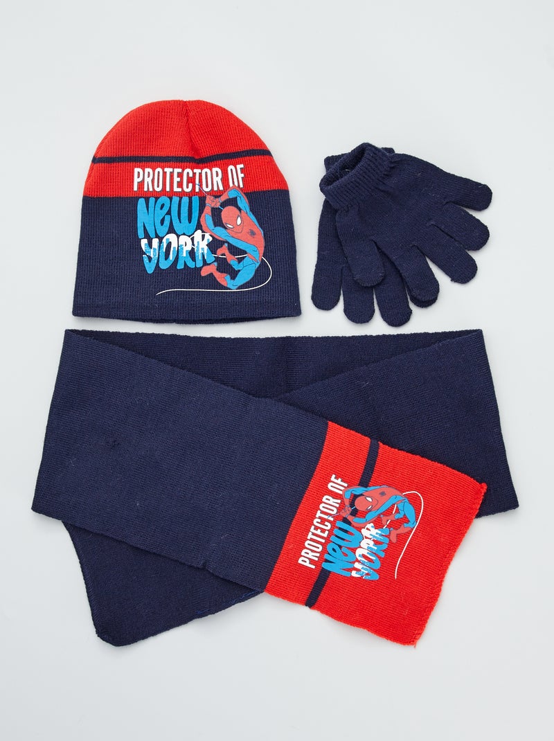 Gorro + cachecol + luvas 'Homem-Aranha' Azul Naval - Kiabi
