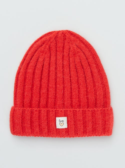 Gorro canelado com bordado 'love' - Kiabi