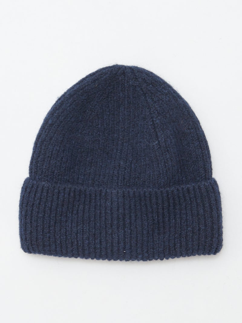 Gorro canelado com dobra Azul - Kiabi