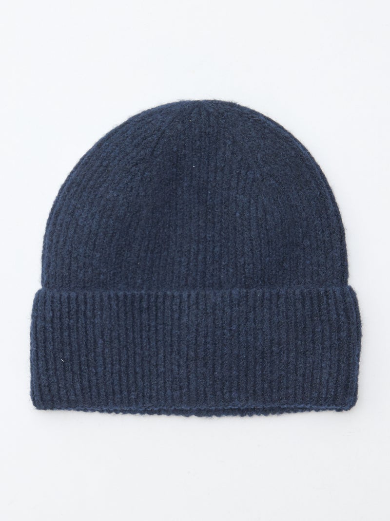 Gorro canelado com dobra Azul - Kiabi