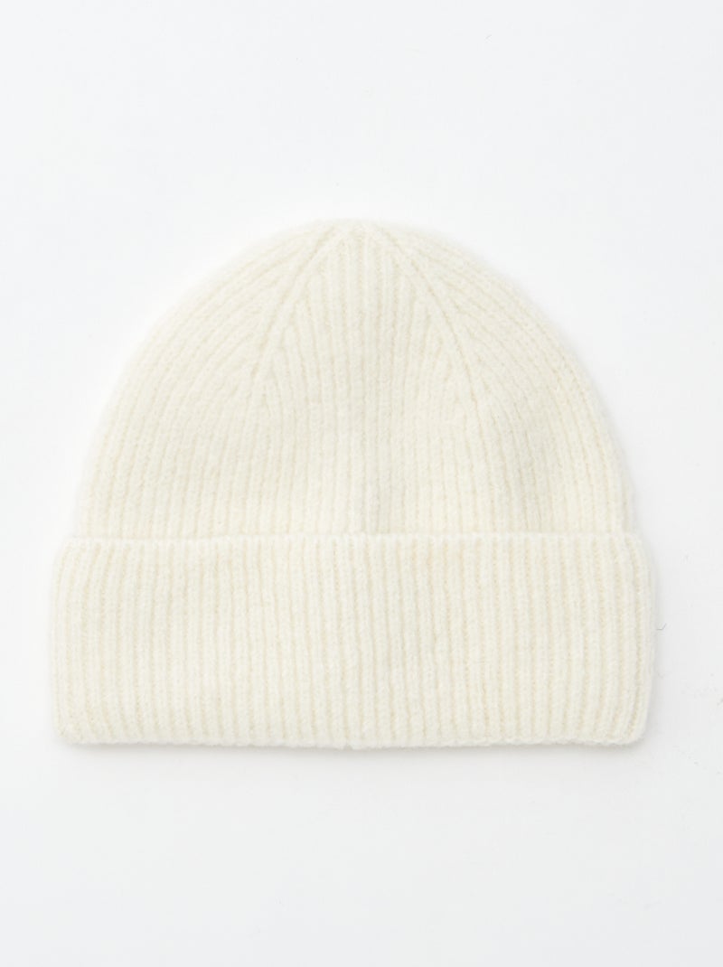 Gorro canelado com dobra Bege - Kiabi
