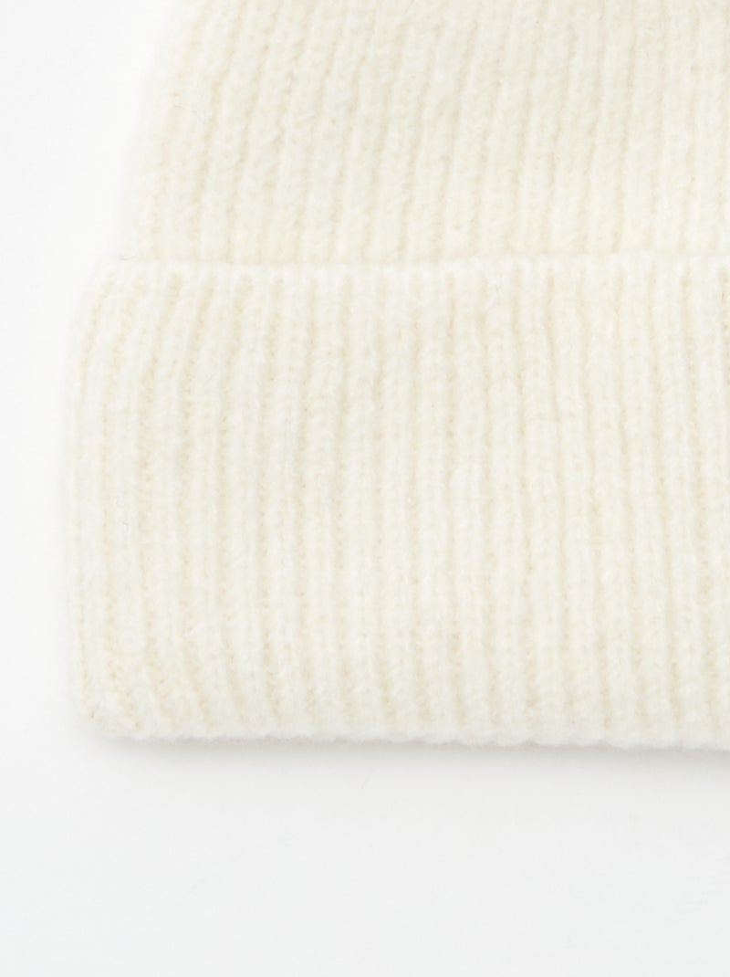 Gorro canelado com dobra Bege - Kiabi