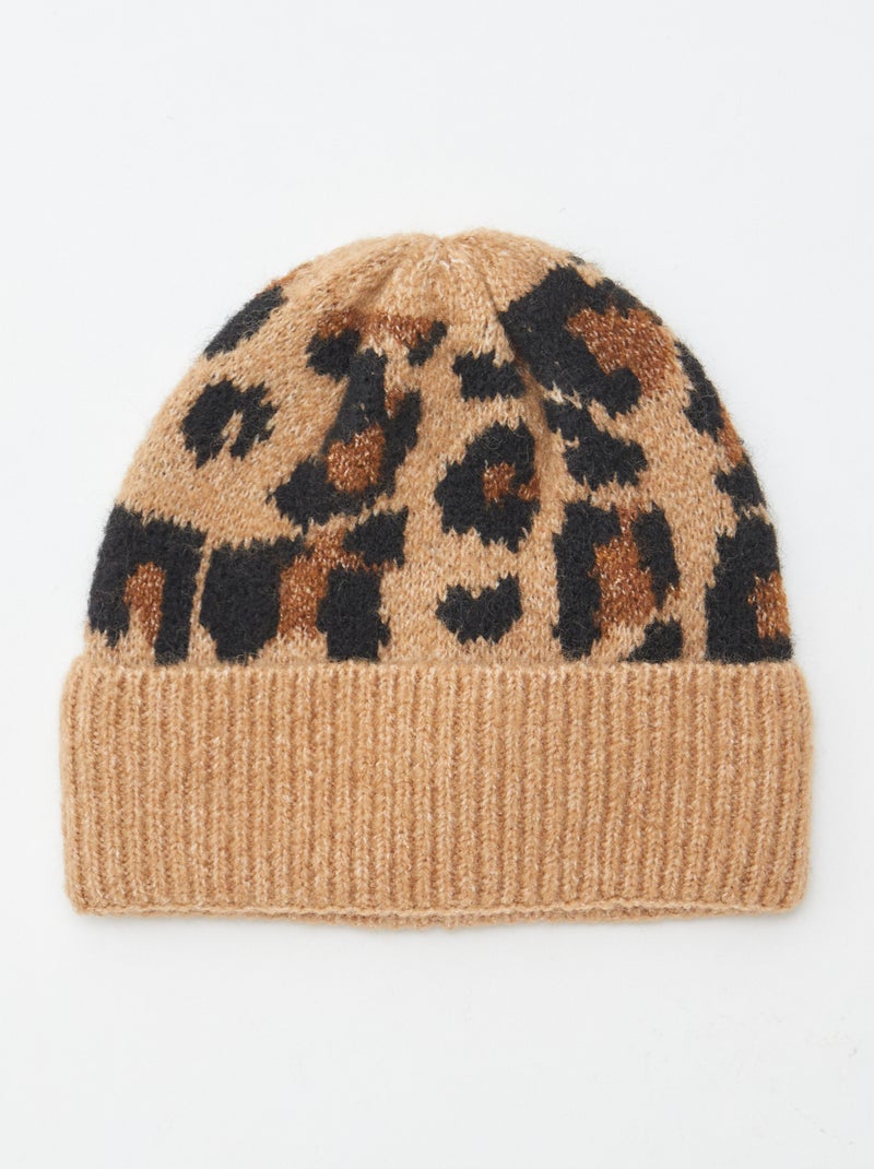Gorro canelado com dobra Castanho - Kiabi