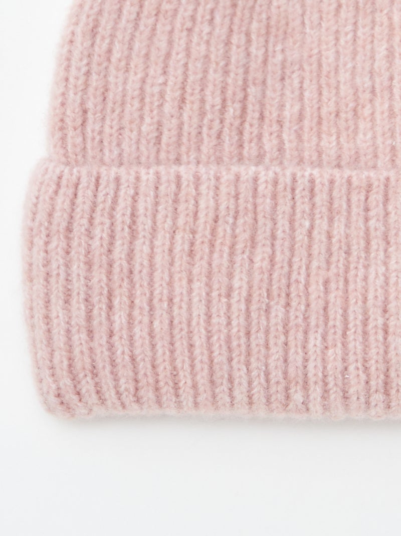 Gorro canelado com dobra Rosa - Kiabi