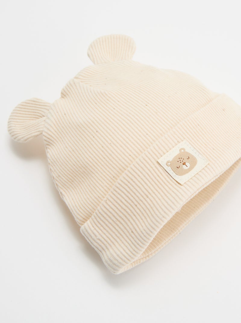 Gorro canelado com orelhas Bege - Kiabi