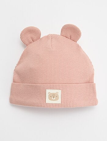 Gorro canelado com orelhas