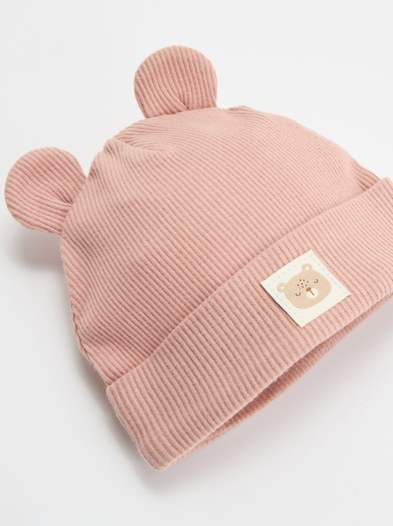 Gorro canelado com orelhas Rosa - Kiabi