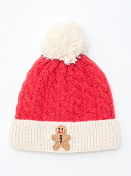 Gorro canelado e torcido com pompom - Kiabi