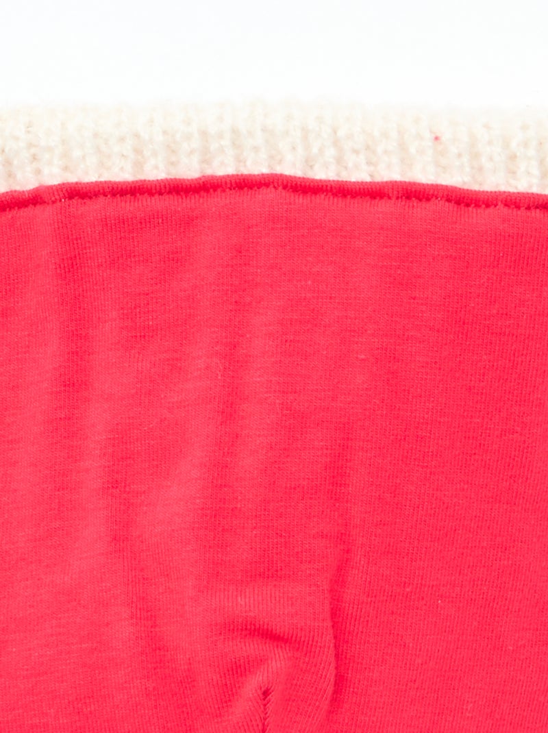 Gorro canelado e torcido com pompom Vermelho - Kiabi