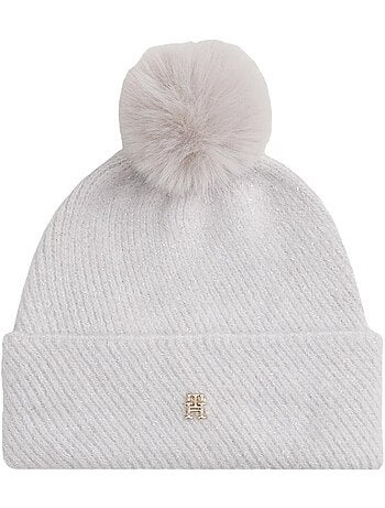 Gorro Cinzento Feminino Tommy Hilfiger com Pompom