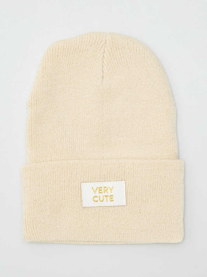 Gorro com dobra em malha BEGE - Kiabi
