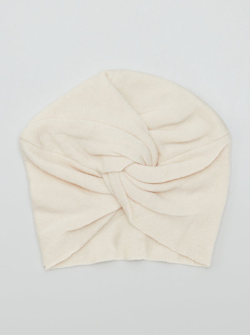 Gorro com efeito turbante de malha BRANCO - Kiabi