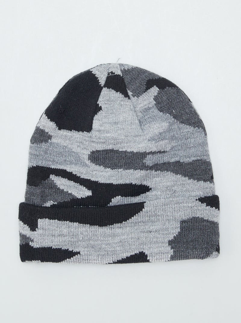 Gorro com estampado camuflagem PRETO - Kiabi