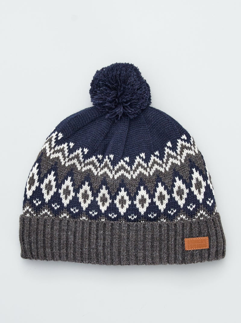 Gorro com pompom Azul Naval - Kiabi