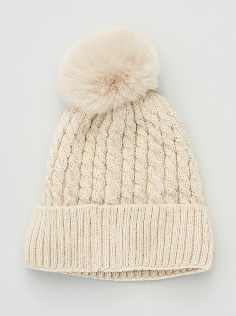 Gorro com pompom BEGE - Kiabi