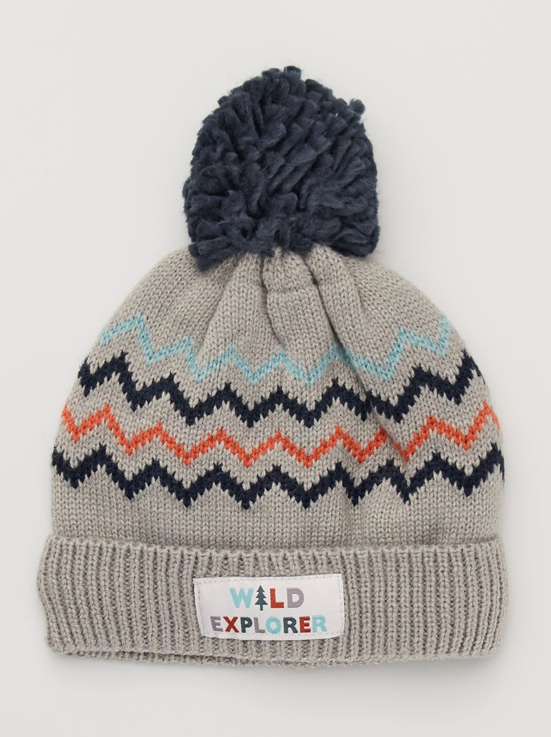 Gorro com pompom Cinza - Kiabi