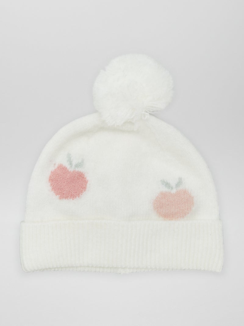 Gorro com pompom de malha BEGE - Kiabi