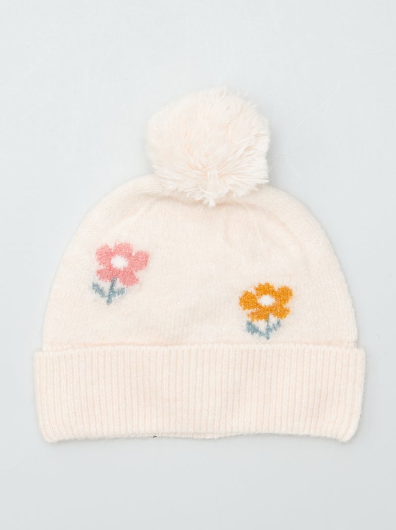 Gorro com pompom de malha ROSA - Kiabi