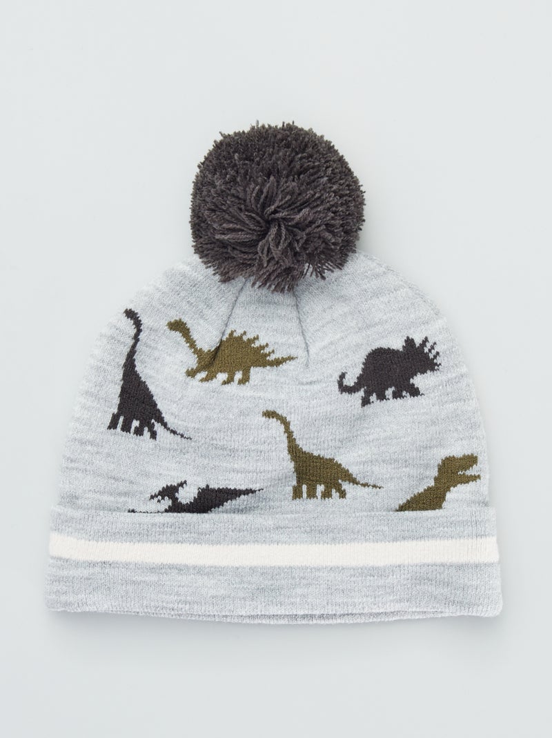 Gorro com pompom 'dinossauro' Cinza - Kiabi