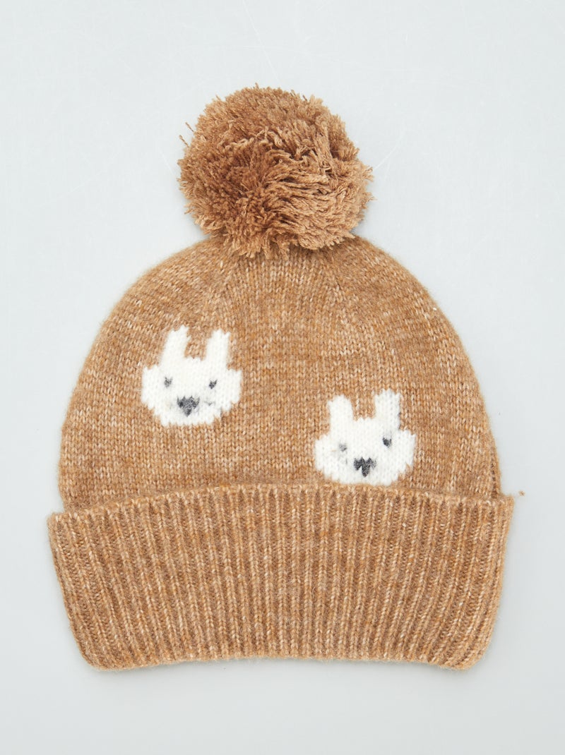 Gorro com pompom em malha CINZA - Kiabi