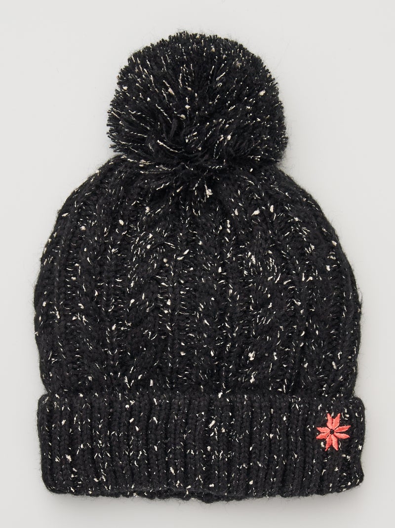 Gorro com pompom Preto - Kiabi