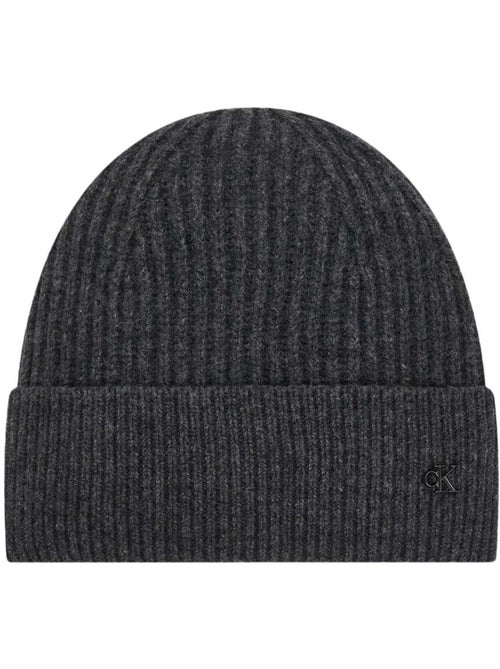 Gorro de lã cinzento escuro calvin klein jeans ck metal para mulher - Kiabi