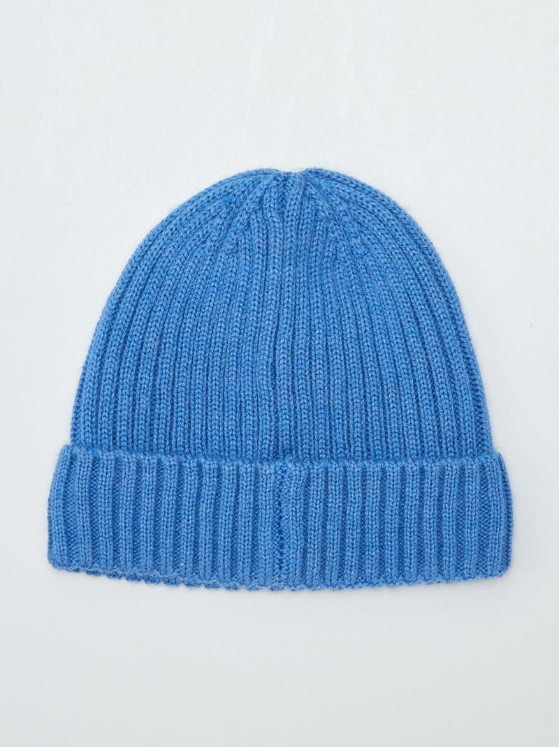 Gorro de malha canelada AZUL - Kiabi