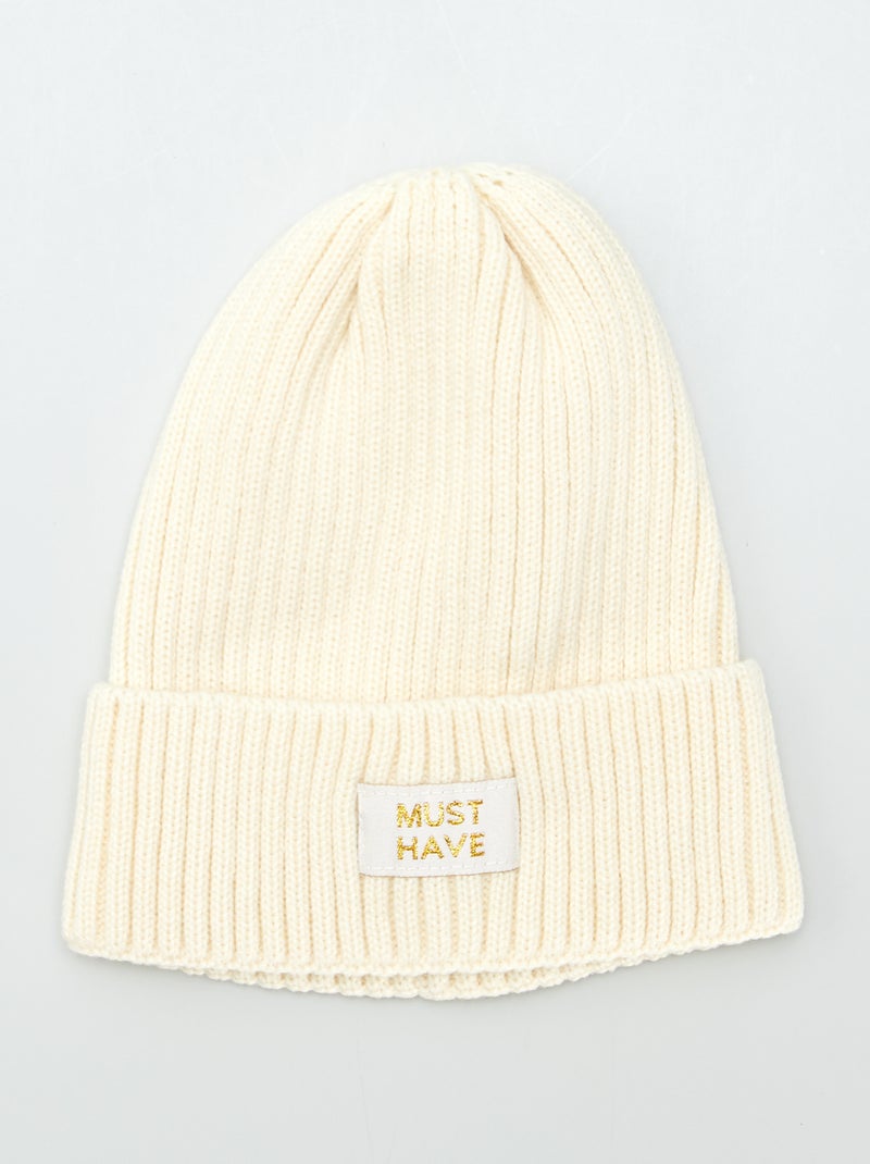 Gorro de malha canelada BEGE - Kiabi