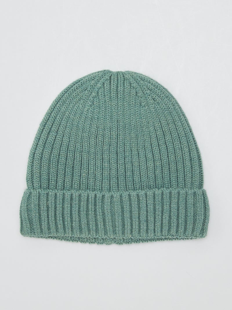 Gorro de malha canelada Verde Acinzentado - Kiabi