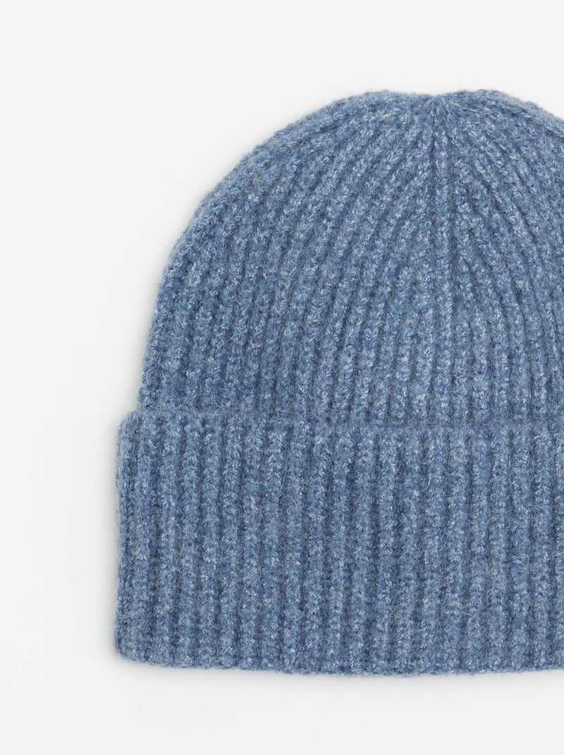 Gorro de malha canelado Azul - Kiabi