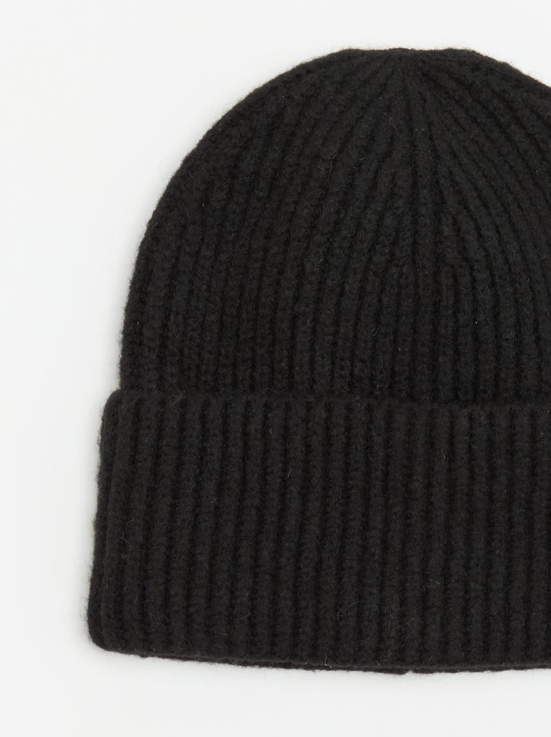 Gorro de malha canelado Preto - Kiabi