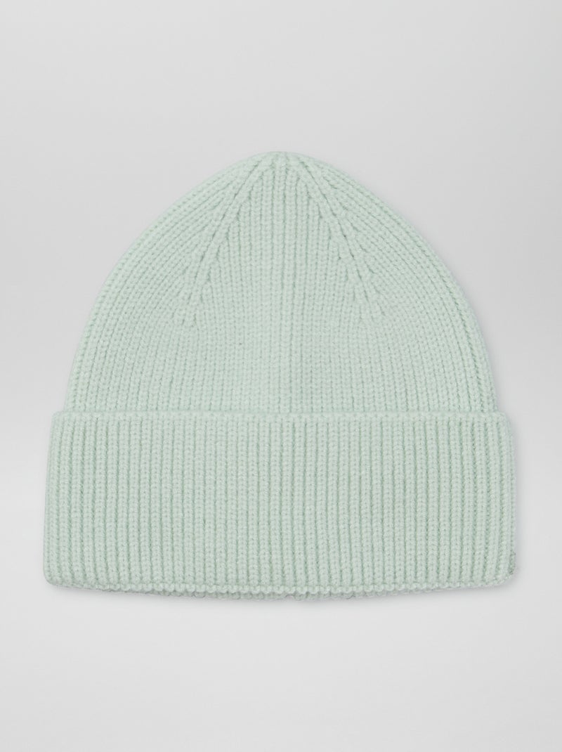 Gorro de malha com dobra VERDE - Kiabi