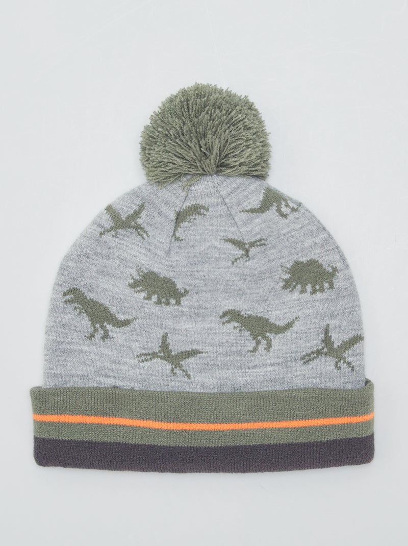 Gorro de malha com estampado 'dinossauro' CAQUI - Kiabi