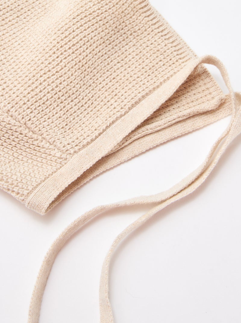 Gorro de malha com laços Bege - Kiabi